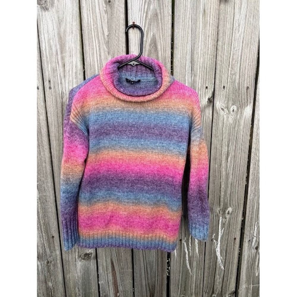 Rainbow Ombre Sunday Turtleneck Sweater S Multicolor Gradient Knit
